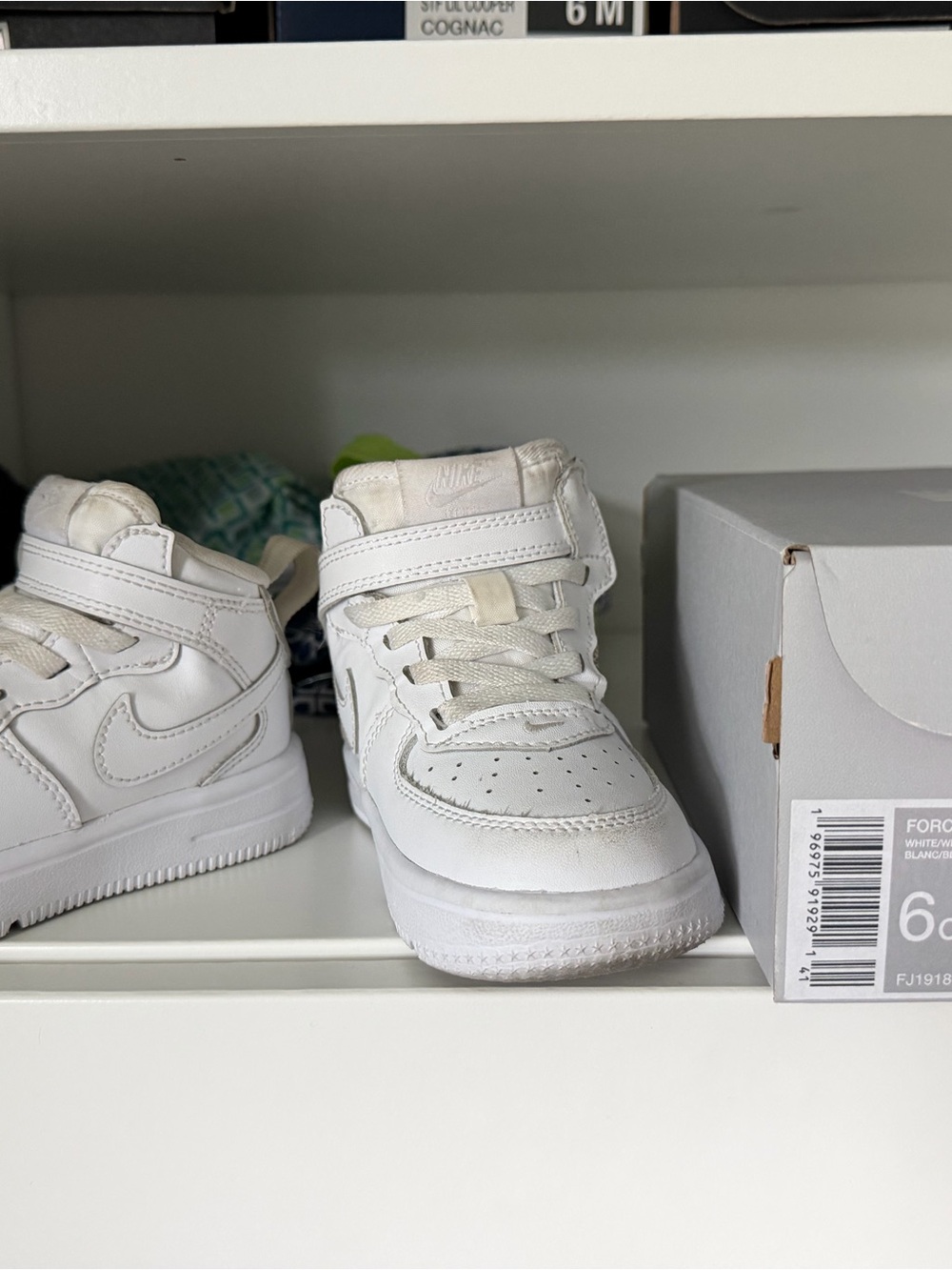 Nike Kids White High-Top Sneakers with Strap